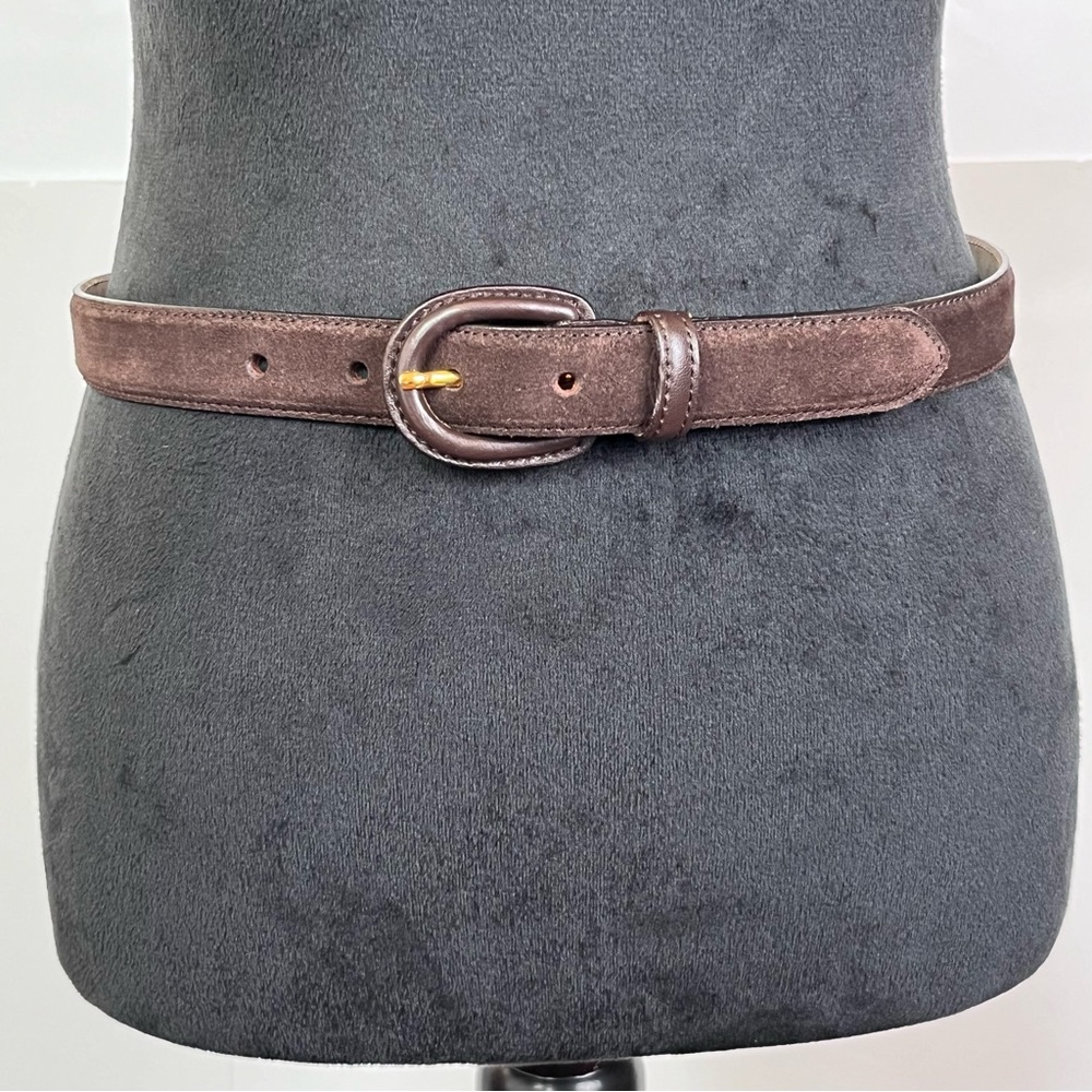 Talbots Suede Belt Size Medium Chocolate Brown Genuine Italian Leather